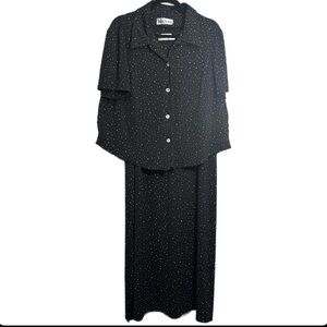 Ronnie Nicole Black & White Polka Dot Dress with Short Sleeve Cover Up Size 3X